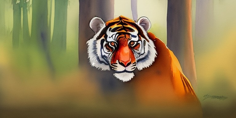Image of a tiger for the story A TIger, A Princess, and a Monkey on Parikatha Podcast by gaathastory
